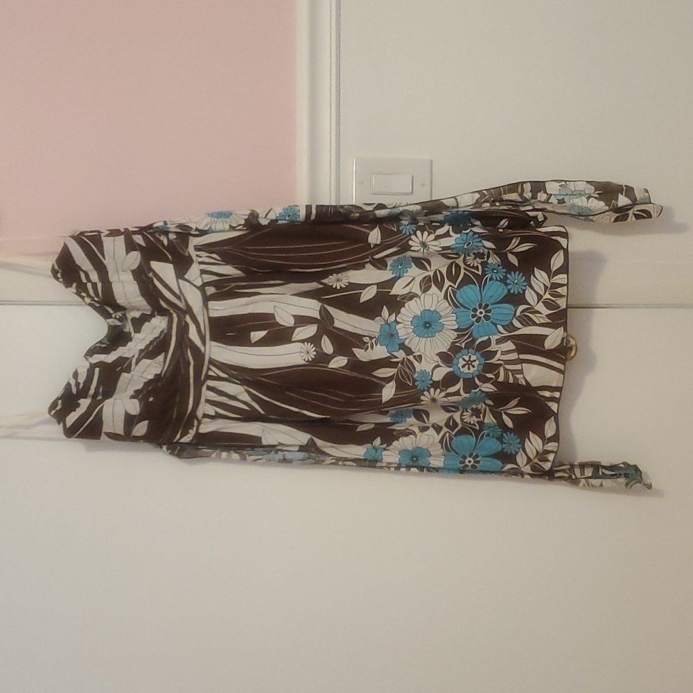 Ruby Rox White, Brown, and Blue Floral Dress